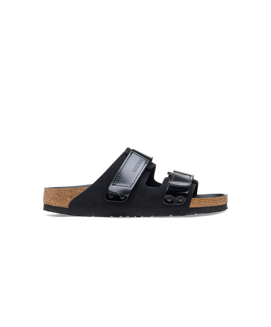 Birkenstock Uji High Shine Nubuck Leather Black Sandals