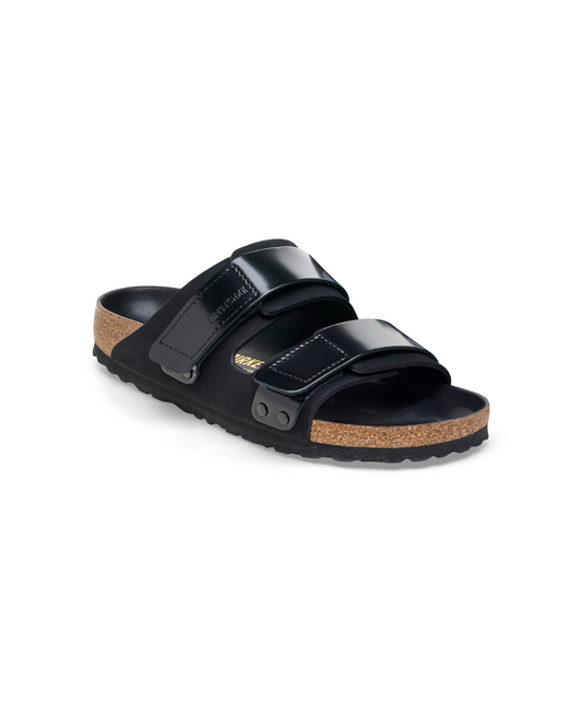 Birkenstock Uji High Shine Nubuck Leather Black Sandals