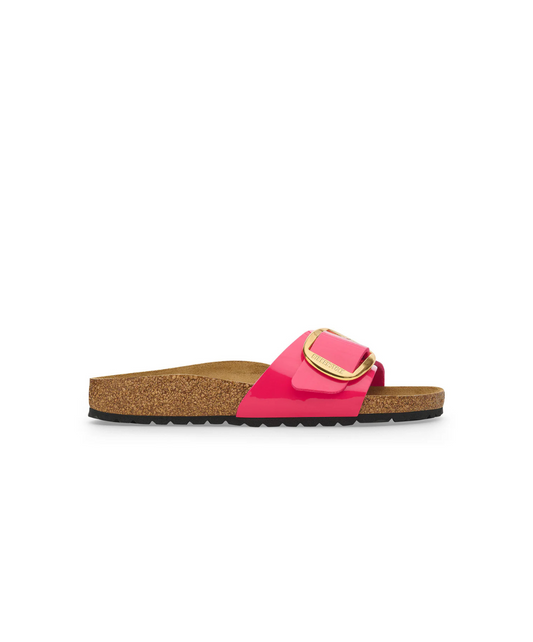 Birkenstock Madrid Big Buckle Birko-Flor Fuchsia Fusion Patent Sandals