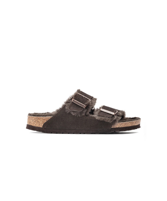 Birkenstock Arizona Suede Leather Shearling Mocca Sandals