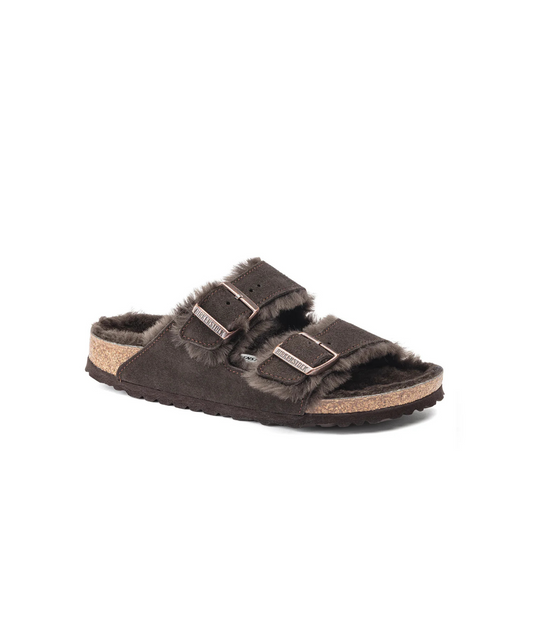 Birkenstock Arizona Suede Leather Shearling Mocca Sandals