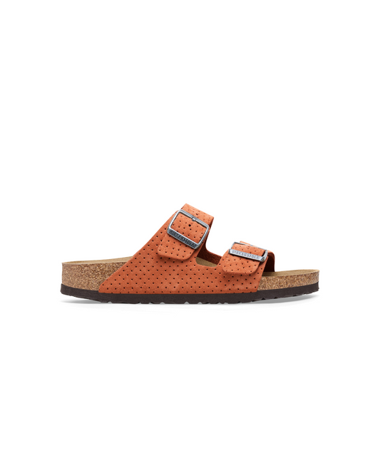 Birkenstock Arizona Embossed Suede Leather Burnt Orange Sandals