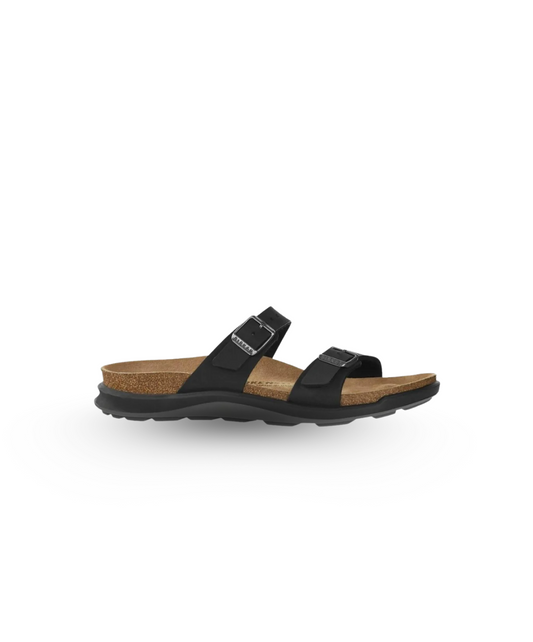 Birkenstock Sierra Cross Town Waxy Oiled Leather Black Sandals