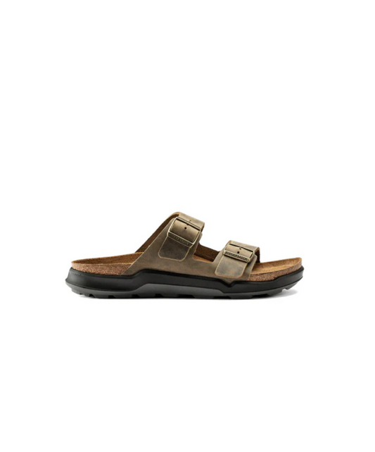 Birkenstock Arizona Cross Town Oiled Leather Faded Khaki Mens Sandals