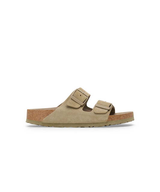 Birkenstock Arizona Suede Leather Faded Khaki Soft Footbed Sandals
