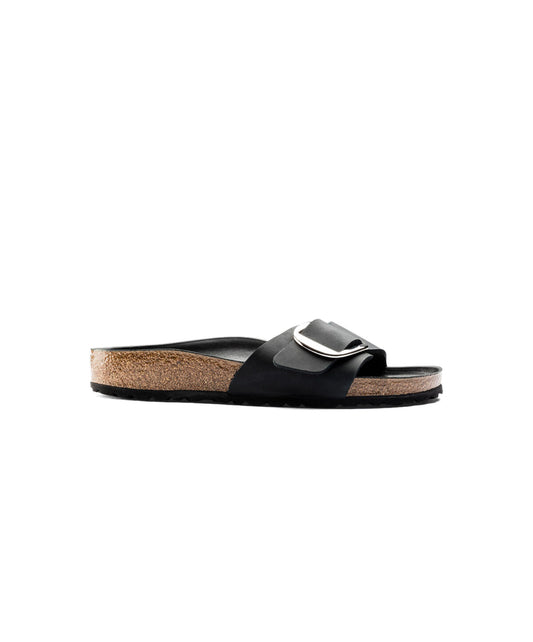 Birkenstock Madrid Big Buckle Oiled Leather Black Sandals