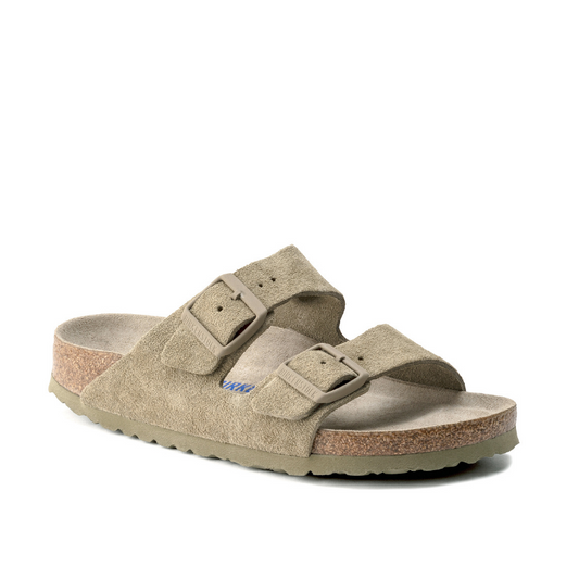 Birkenstock Arizona Suede Leather Faded Khaki Soft Footbed Sandals