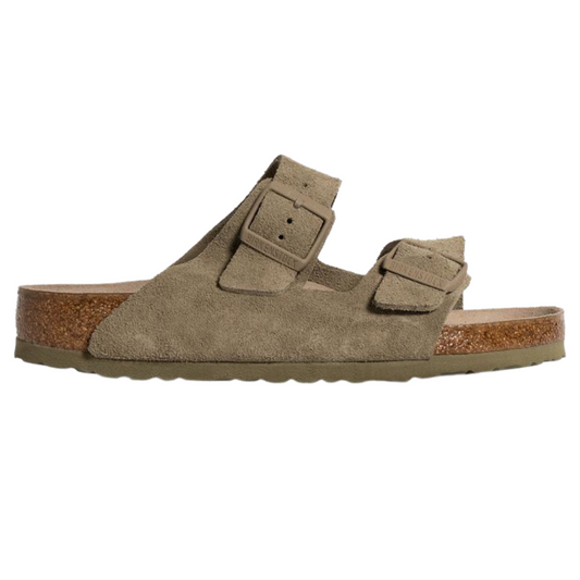 Birkenstock Arizona Suede Leather Faded Khaki Soft Footbed Sandals