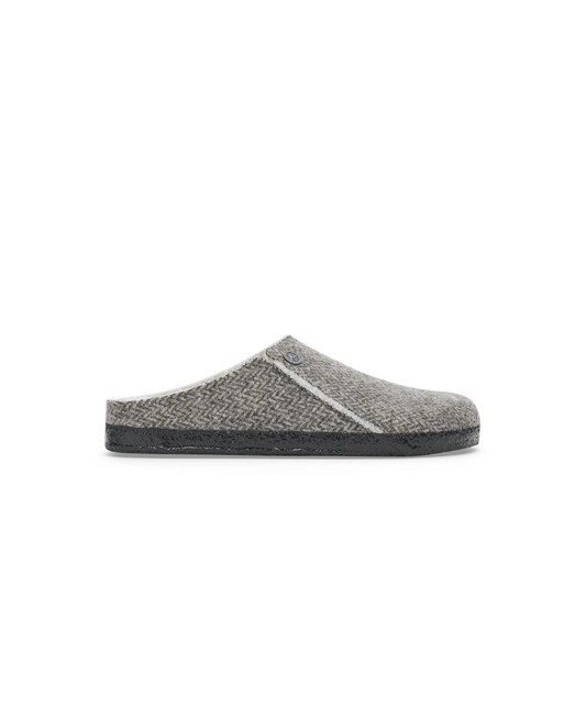Birkenstock Zermatt Shearling Felt Herringbone Dark Grey Clogs